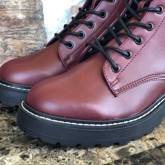 Madden Girl Carra Lace-Up Lug Sole Combat Boots - Picture 4 of 10